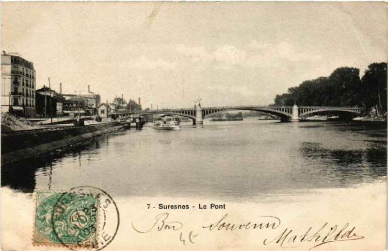 Carte postale ancienne Suresnes - Le Pont à Suresnes