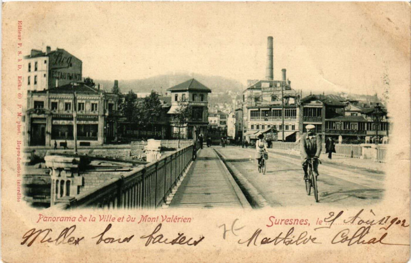 Carte postale ancienne Panorama de la Ville du Mont Valérien - Suresnes , le ... à Suresnes