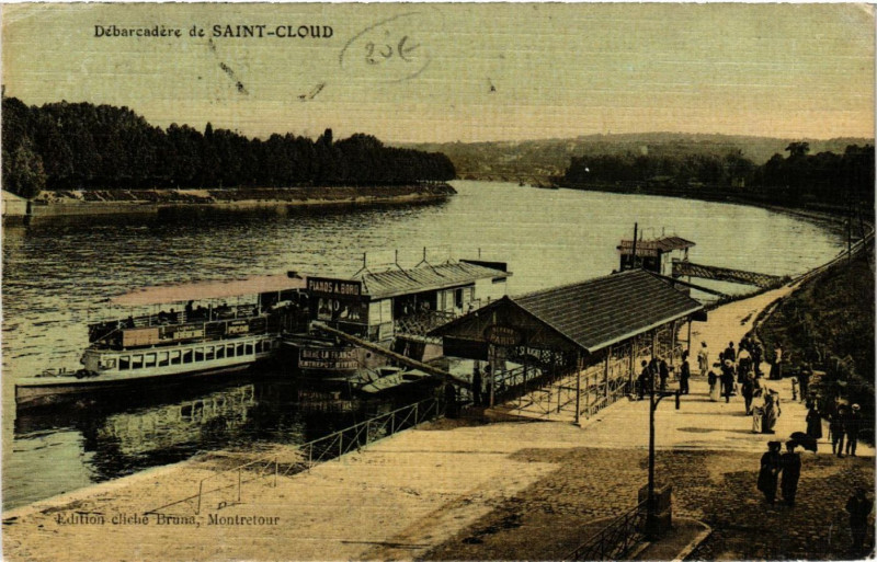 Carte postale ancienne Débarcadére de Saint-Cloud à Saint-Cloud