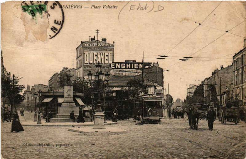 Carte postale ancienne Asniéres - Place Voltaire