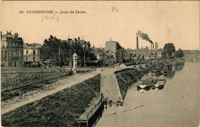 Carte postale ancienne Courbevoie - Quai de Seine à Courbevoie