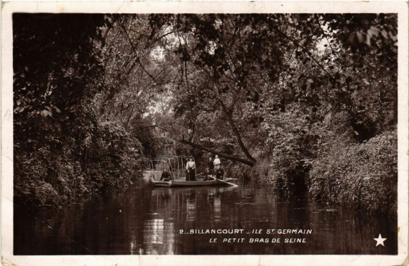 Carte postale ancienne Billancourt  - Ile Saint-Germain le Petit Bras de Seine