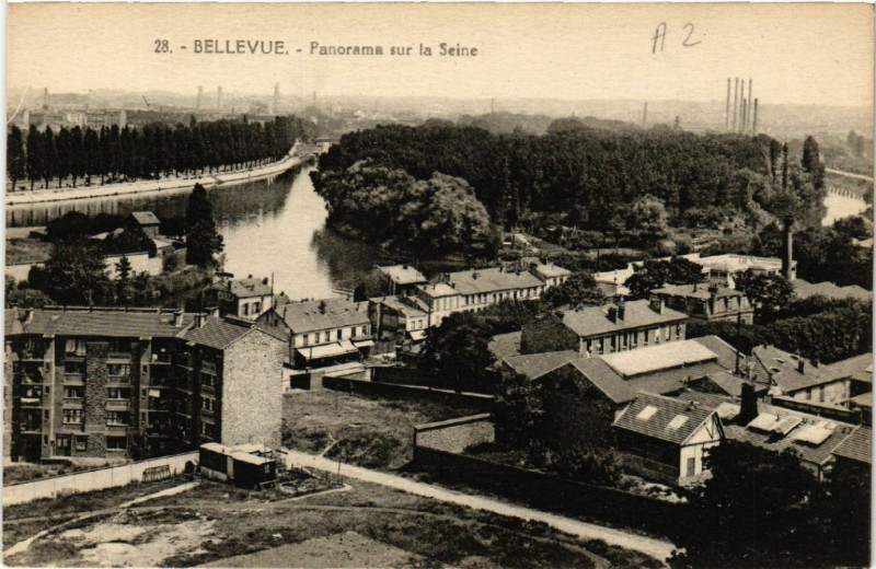 Carte postale ancienne Bellevue - Panorama sur la Seine