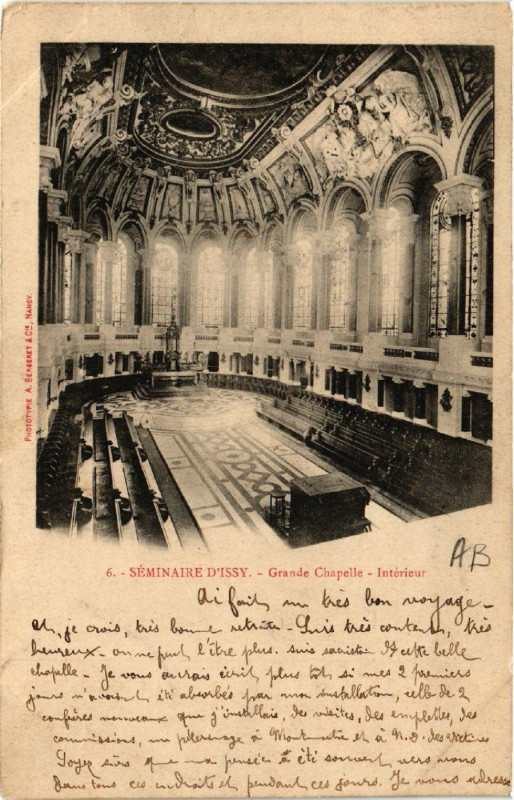 Carte postale ancienne Séminaire-d'Issy - Grande Chapelle - Intérieur