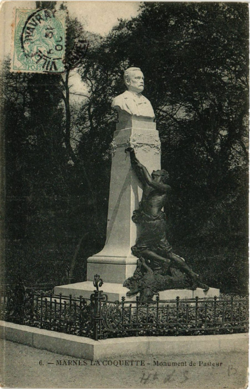 Carte postale ancienne Marnes-la-Coquette - Monument de Pasteur à Marnes-la-Coquette