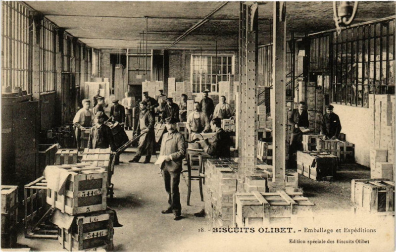 Carte postale ancienne Suresnes Biscuits Olibet 18 Emballage des Expeditions à Suresnes