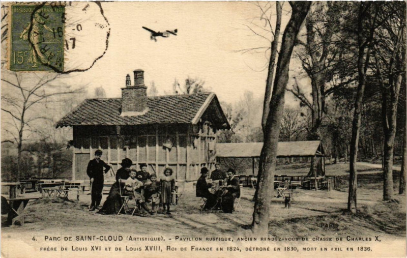 Carte postale ancienne Parc de Saint-Cloud Rendez vous de Chasse de Charles X à Saint-Cloud