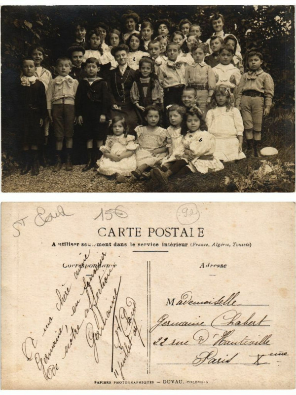 Carte postale ancienne Carte photo Saint-Cloud 11 Juillet 1907 à Saint-Cloud