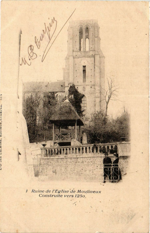 Carte postale ancienne Ruine de l'Eglise de Moulineaux