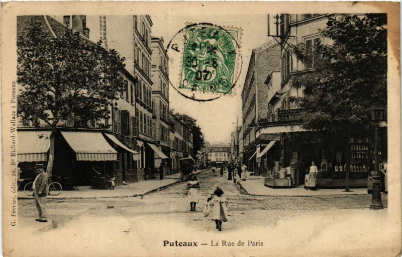 Carte postale ancienne Puteaux La Rue de Paris à Puteaux