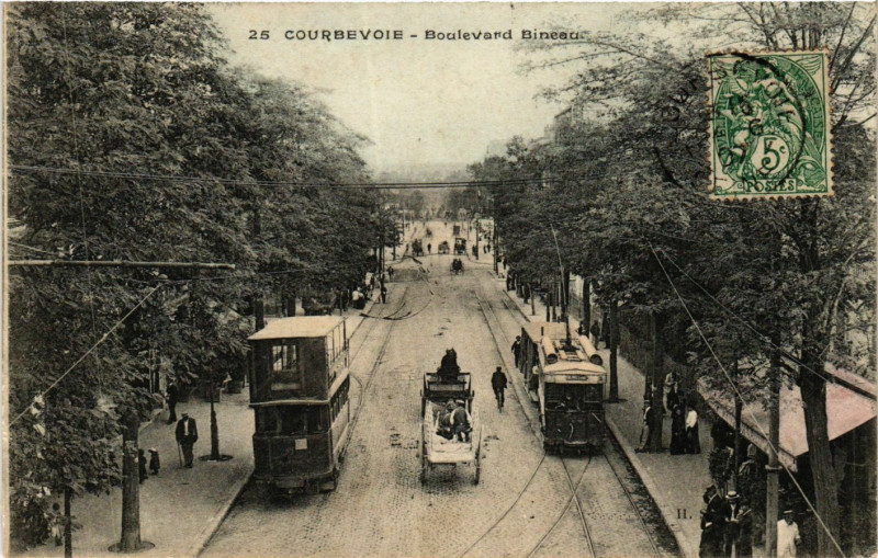 Carte postale ancienne Courbevoie Boulevard Bineau à Courbevoie