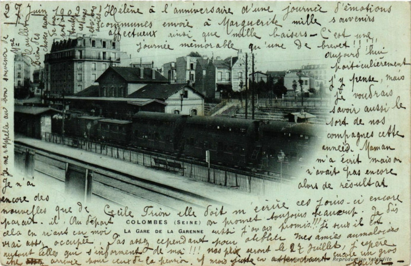 Carte postale ancienne Colombes La Gare de la Garenne à Colombes