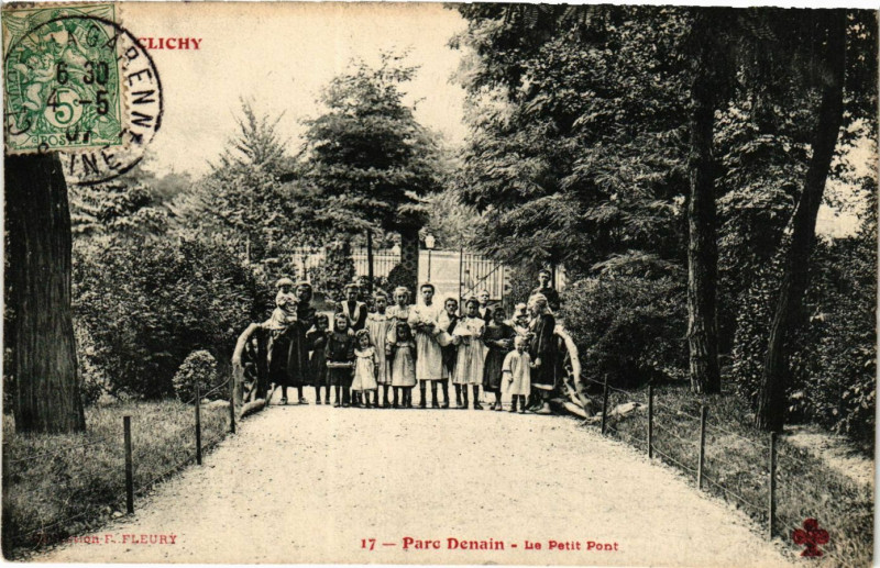 Carte postale ancienne Parc Denain - Le Petit Pont à Clichy