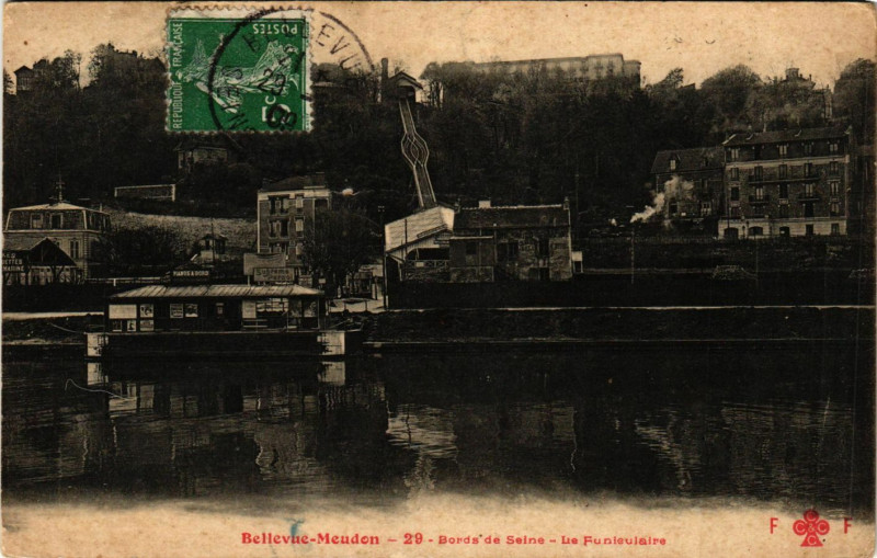 Carte postale ancienne Bellevue-Meudon Bords de Seine - Le Funiculaire à Meudon