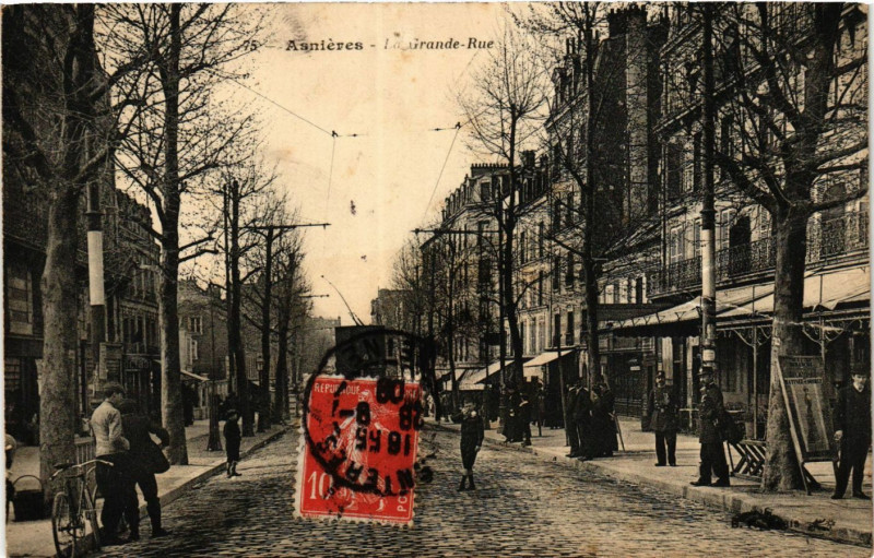 Carte postale ancienne Asnieres La Grande Rue