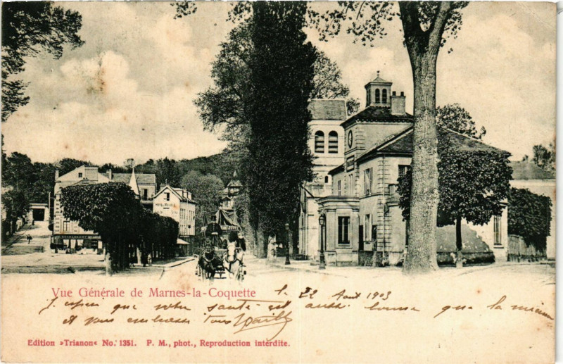 Carte postale ancienne Vue générale de Marnes la Coquette à Marnes-la-Coquette