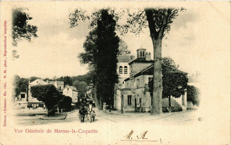 Carte postale ancienne Vue générale de Marnes la Coquette à Marnes-la-Coquette