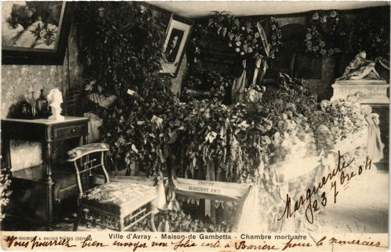 Carte postale ancienne Ville S'Avray Maison de Gambetta-Chambre mortuaire