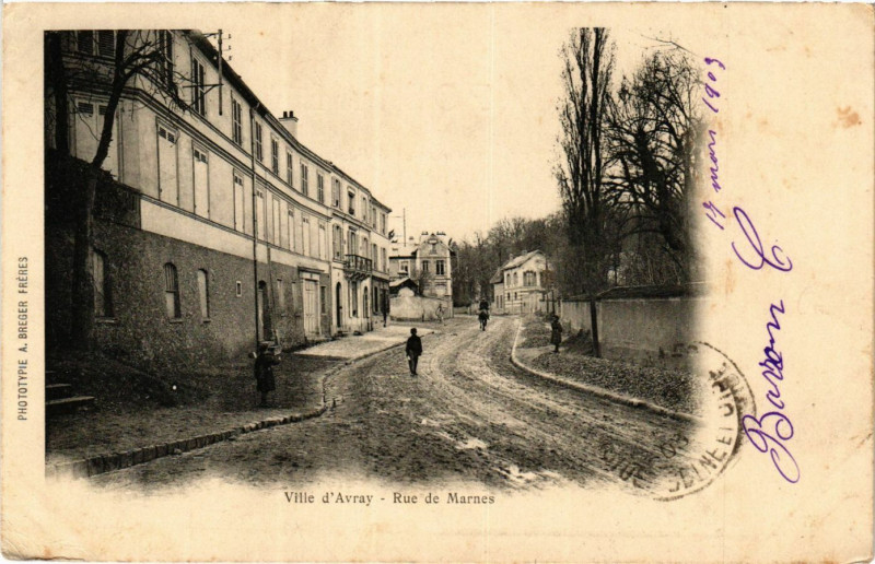 Carte postale ancienne Ville d'Avray Rue de Marnes à Ville-d'Avray
