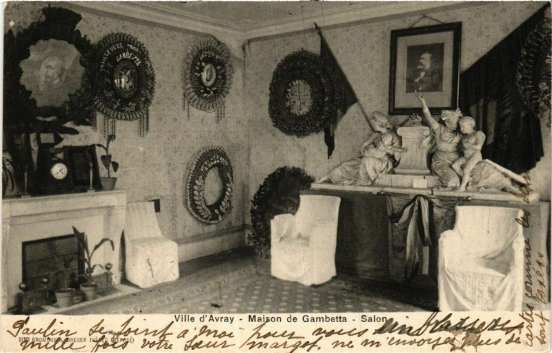 Carte postale ancienne Ville d'Avray Maison de Gambetta-Salon à Ville-d'Avray