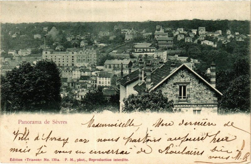 Carte postale ancienne Panorama de Sèvres à Sèvres