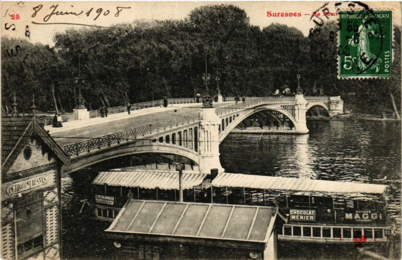 Carte postale ancienne Suresnes Le Pont à Suresnes