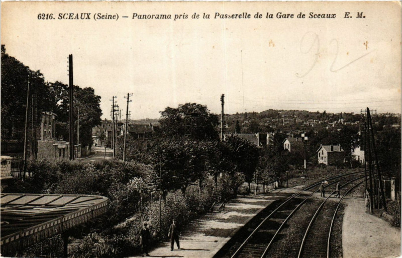 Carte postale ancienne Sceaux Panorama pris de la Passerelle de la Gare de Sceaux à Sceaux
