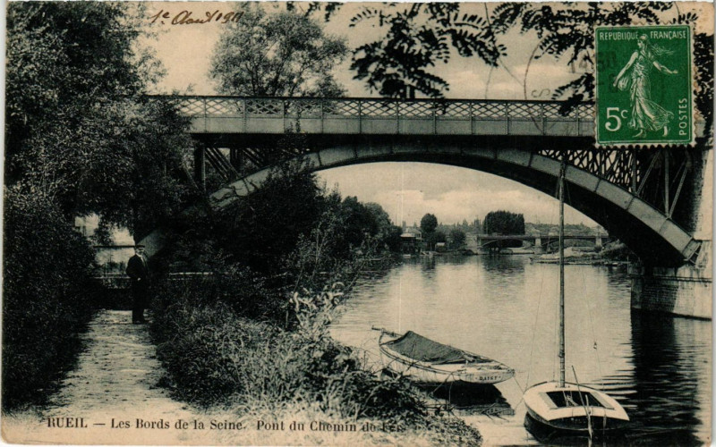 Carte postale ancienne Rueil Les Bords de la Seine-Pont du Chemin de Fer