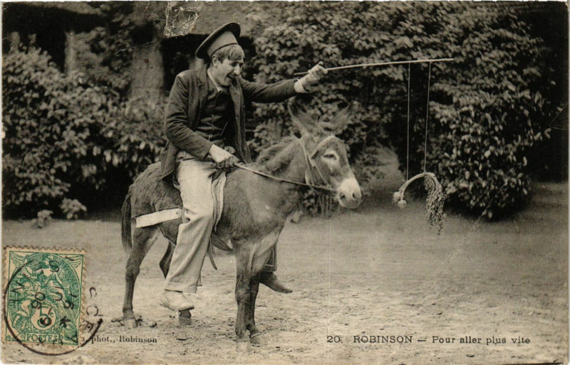 Carte postale ancienne Robinson Pour aller plus vite
