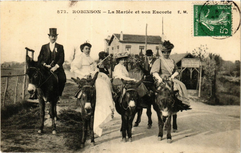 Carte postale ancienne Robinson La Mariée et son Escorte