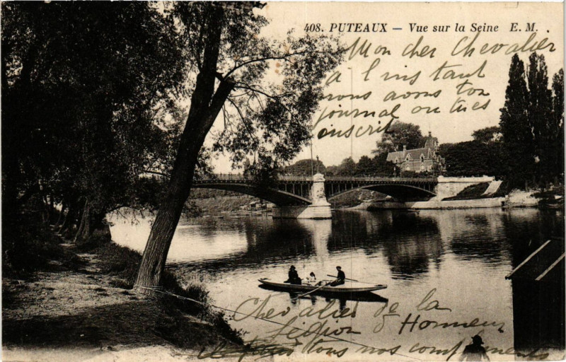 Carte postale ancienne Puteaux Vue sur la Seine à Puteaux