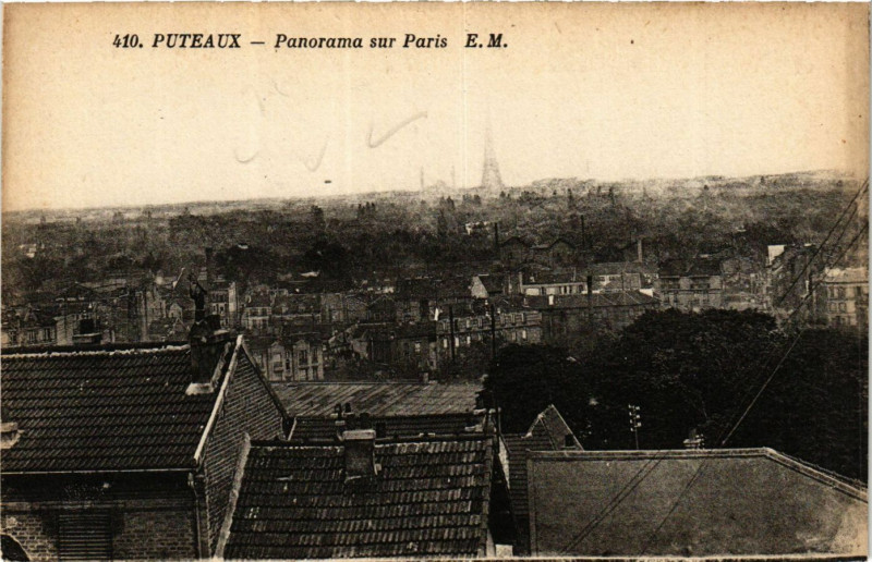 Carte postale ancienne Puteaux Panorama sur Paris à Puteaux