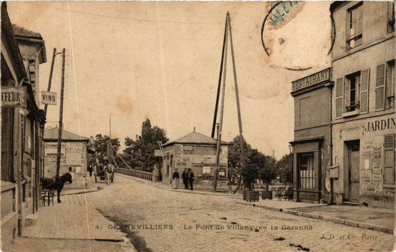 Carte postale ancienne Gennevilliers Le Pont de Villeneuce la Garenne à Gennevilliers