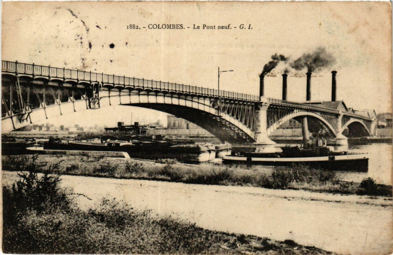 Carte postale ancienne Colombes Le Pont Neuf à Colombes