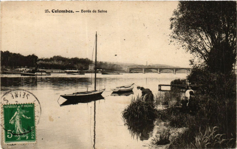 Carte postale ancienne Colombes Bords de Seine à Colombes
