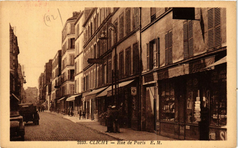 Carte postale ancienne Rue de Paris à Clichy
