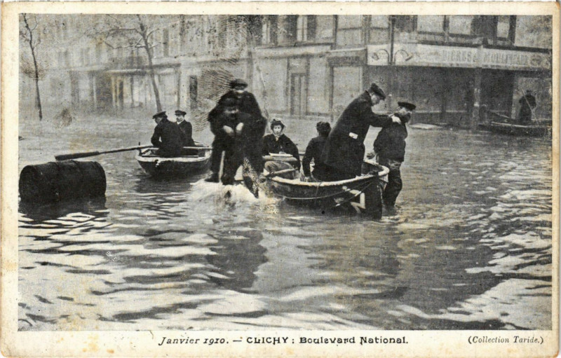 Carte postale ancienne Boulevard National - Janvier 1910 à Clichy