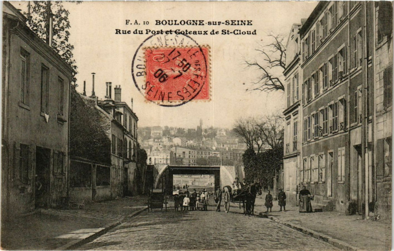 Carte postale ancienne Boulogne sur Seine Rue du Port et Coteaux deSaint-Cloud à Saint-Cloud