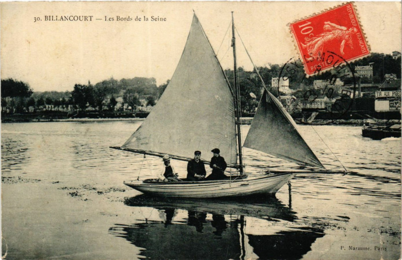 Carte postale ancienne Billancourt Les Bords de la Seine