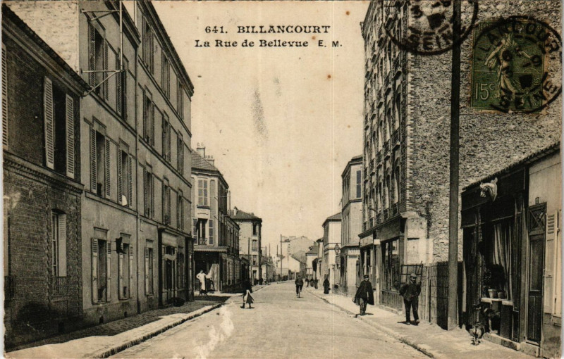 Carte postale ancienne Billancourt La Rue de Bellevue