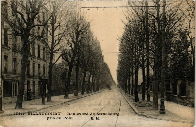 Carte postale ancienne Billancourt Boulevard de Strasbourg pris du Pont