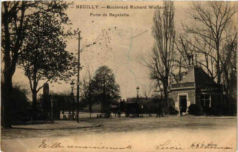 Carte postale ancienne Neuilly Boulevard Richard Wallace-Porte de Bagatelle