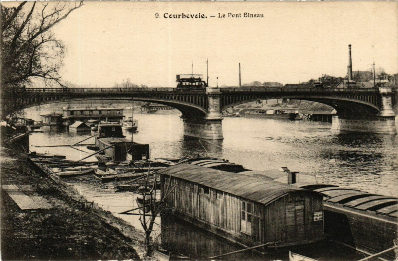 Carte postale ancienne Courbevoie Le Pont Bineau à Courbevoie