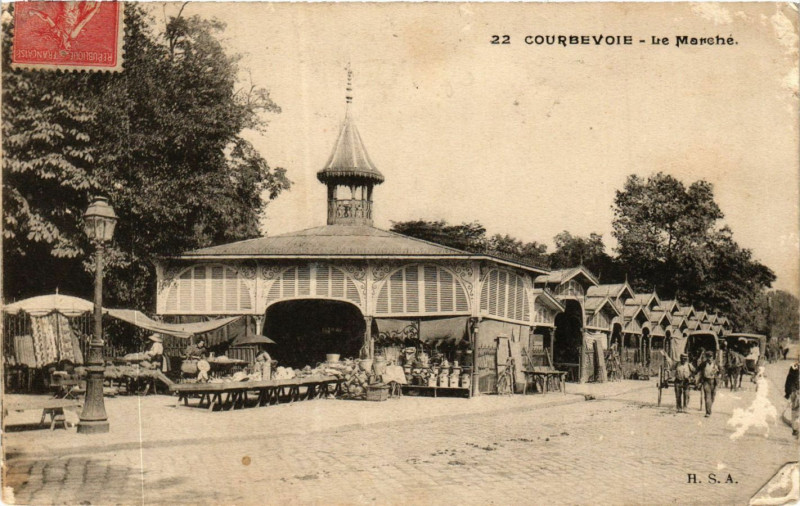 Carte postale ancienne Courbevoie Le Marché à Courbevoie