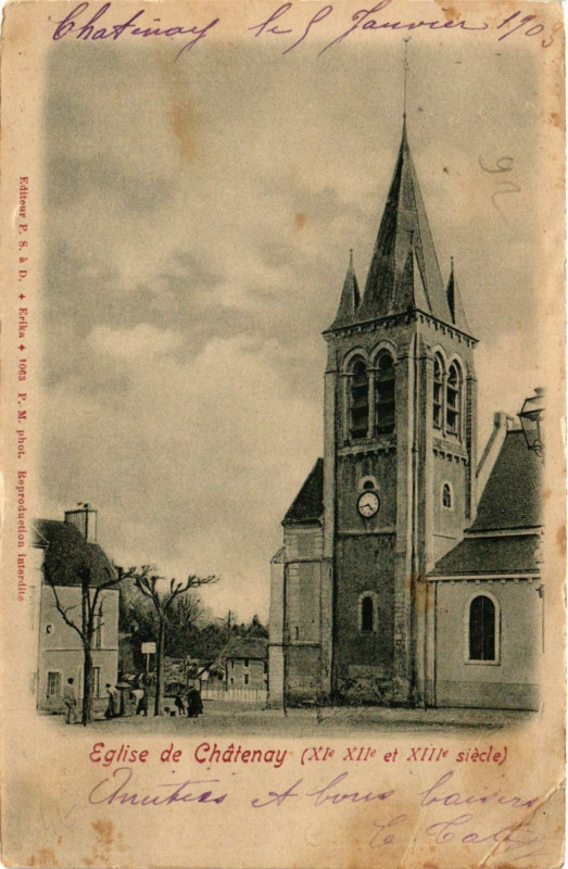 Carte postale ancienne Chatenay - Eglise