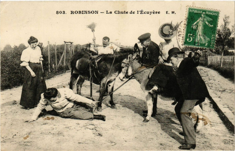 Carte postale ancienne Robinson - La Chute de l'Ecuyere
