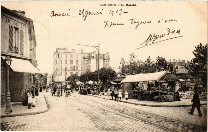 Carte postale ancienne Asnieres - Le Marche