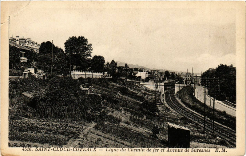 Carte postale ancienne Saint-Cloud-Coteaux - Ligne du Chemin de fer à Saint-Cloud