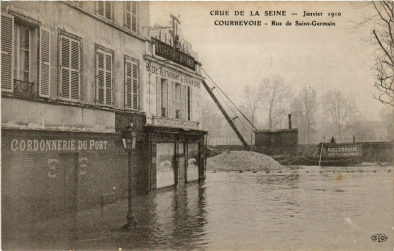 Carte postale ancienne Courbevoie - Rue de Saint-Germain à Courbevoie