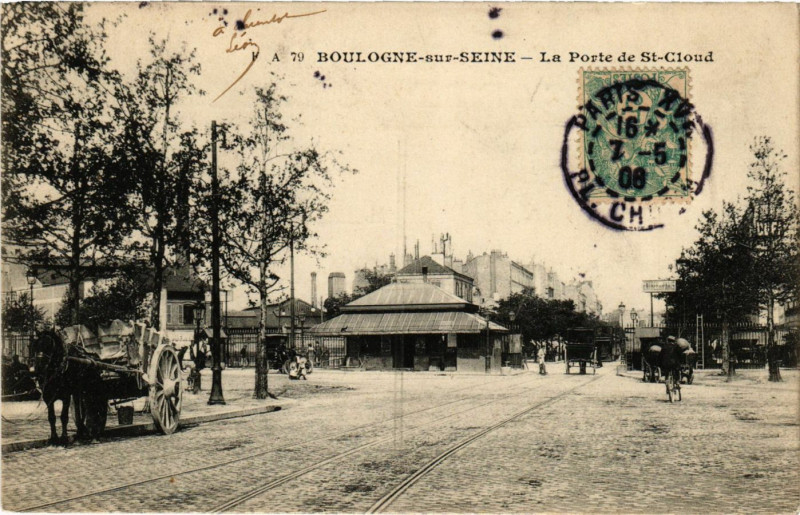 Carte postale ancienne Boulogne sur Seine - La Porte de Saint-Cloud à Saint-Cloud